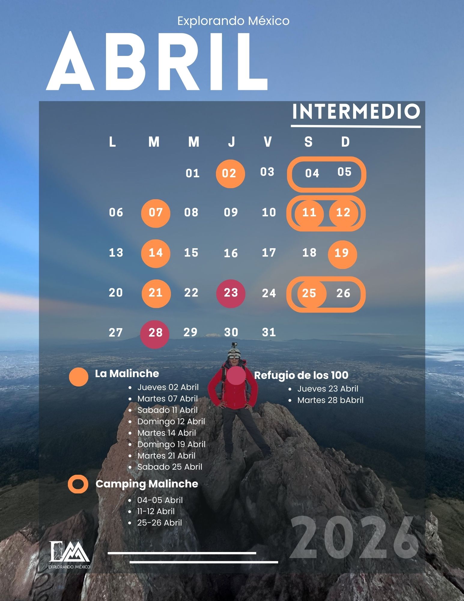 ABRIL INTER Viajes de fin de semana tours, senderismo, hiking, trekking