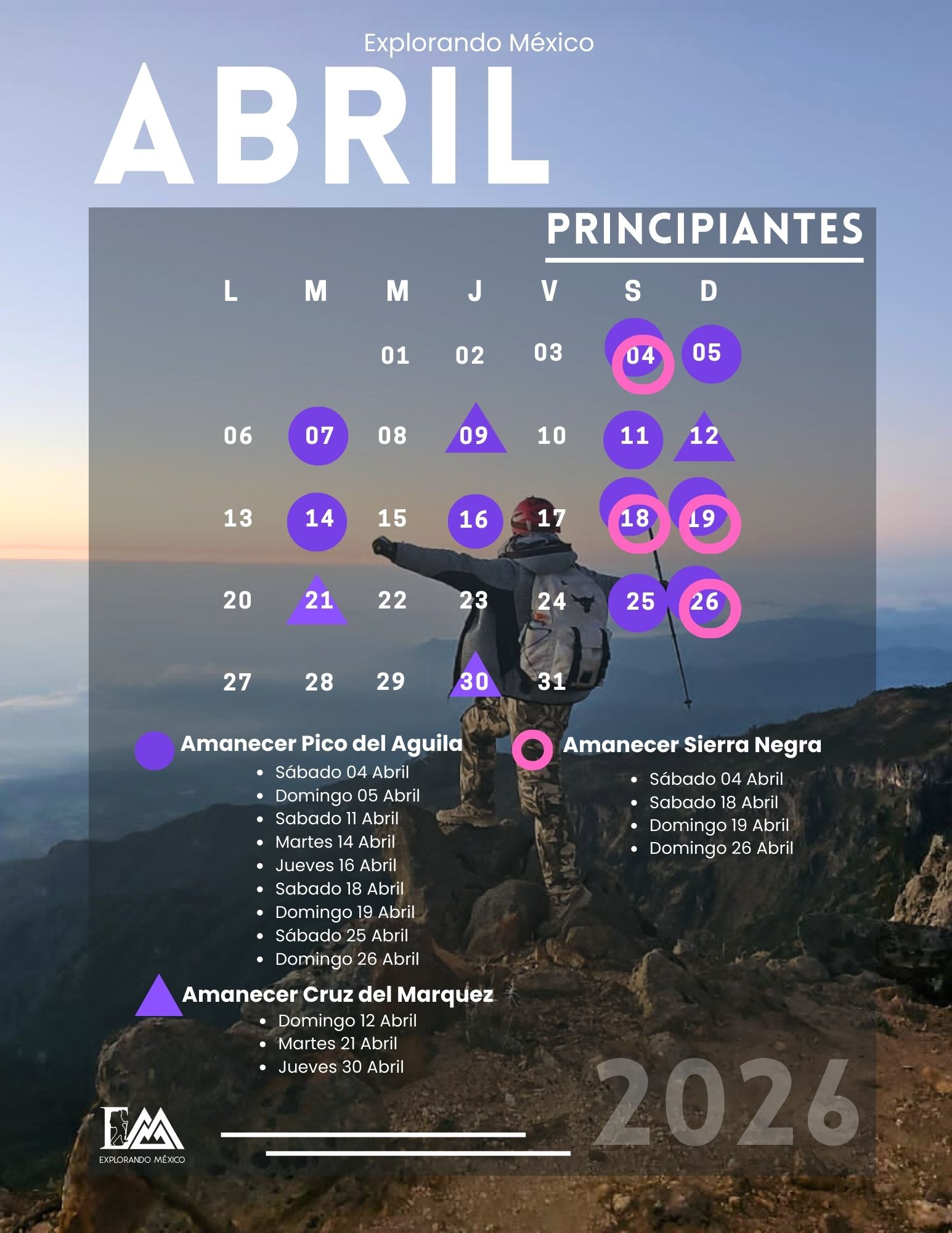 ABRIL PRIN Viajes de fin de semana tours, senderismo, hiking, trekking